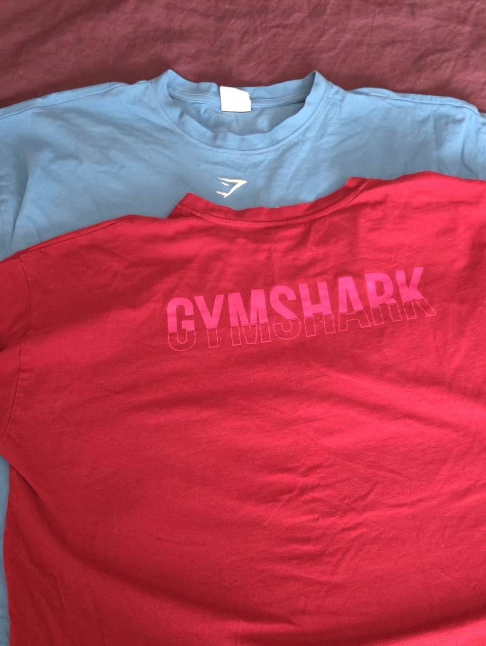 Gymshark Red Tee & Light Blue Gymshark Tee